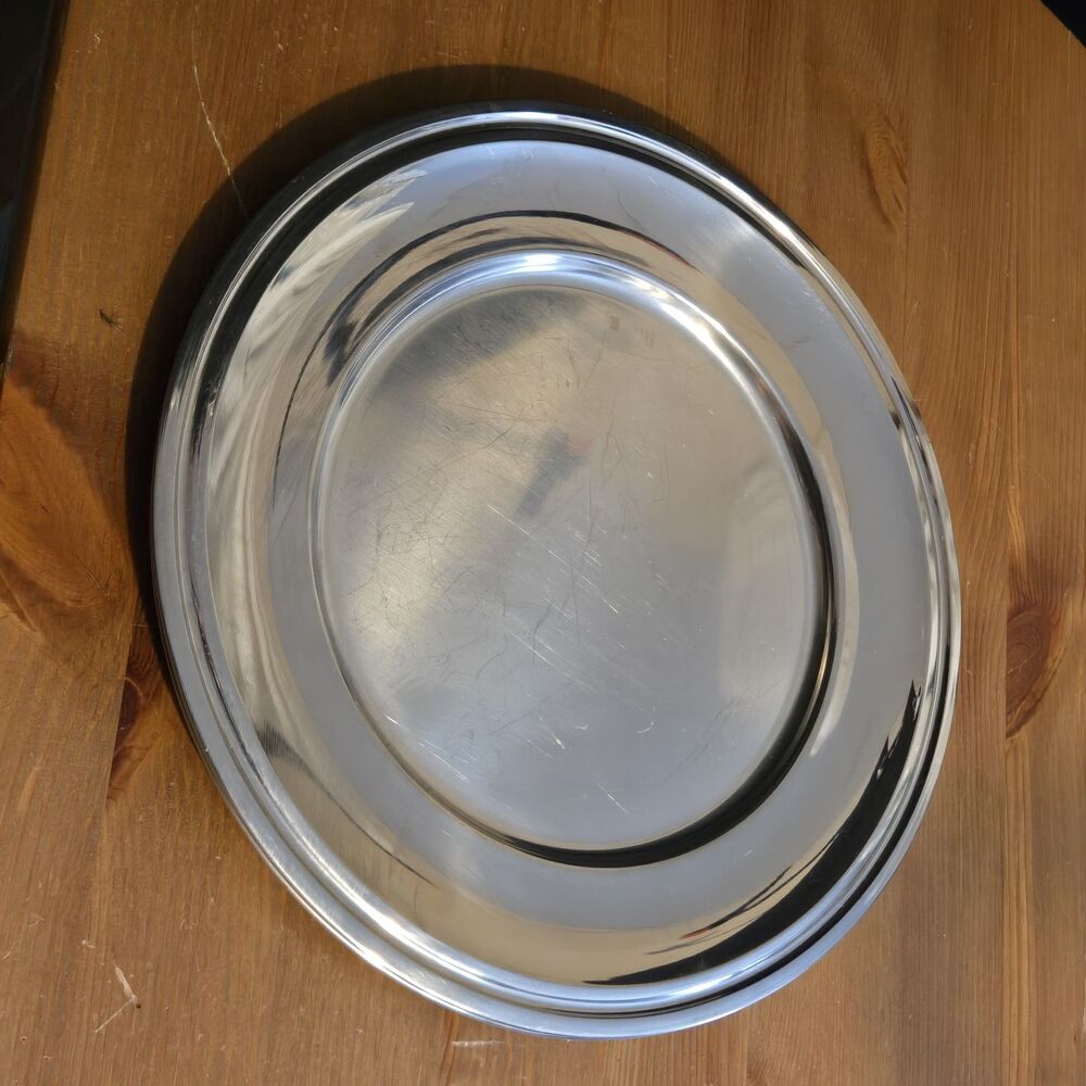 (3) Vtg DKF Lundtofte Denmark Stainless Steel Serving Platter MCM, 11"